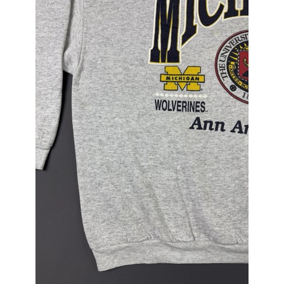 Rare Vintage 90s University Of Michigan Wolverines Ann Arbor Crewneck Sweater - Picture 5 of 15